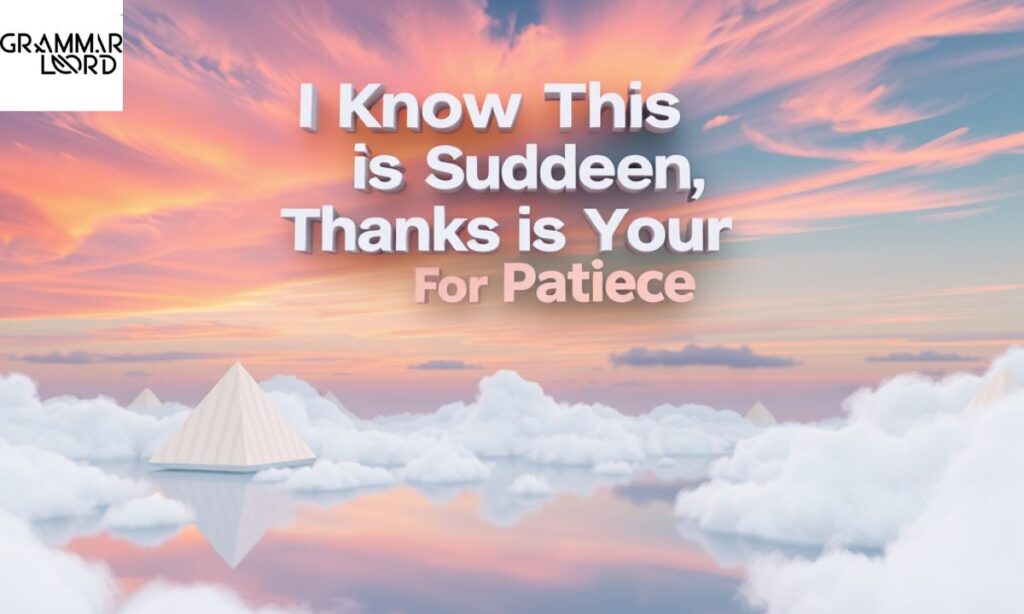 I Know This is Sudden, Thanks for Your Patience
